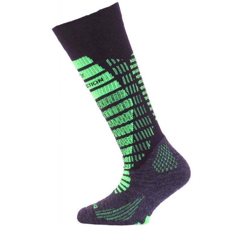 Obrázek k výrobku 3366 - Lasting dětské merino lyžařské ponožky SJR zelenočerné