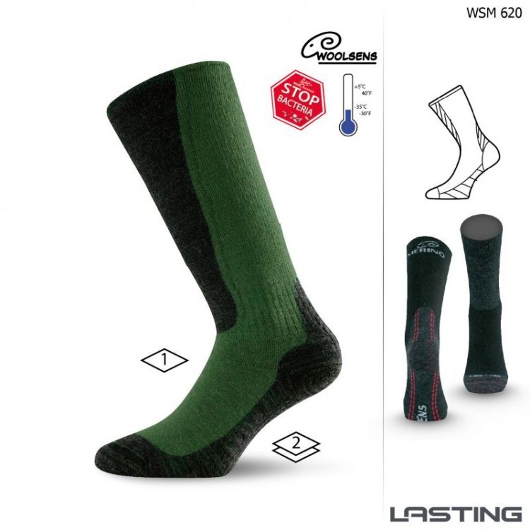 Obrázek k výrobku 2677 - Lasting merino ponožky WSM zelené