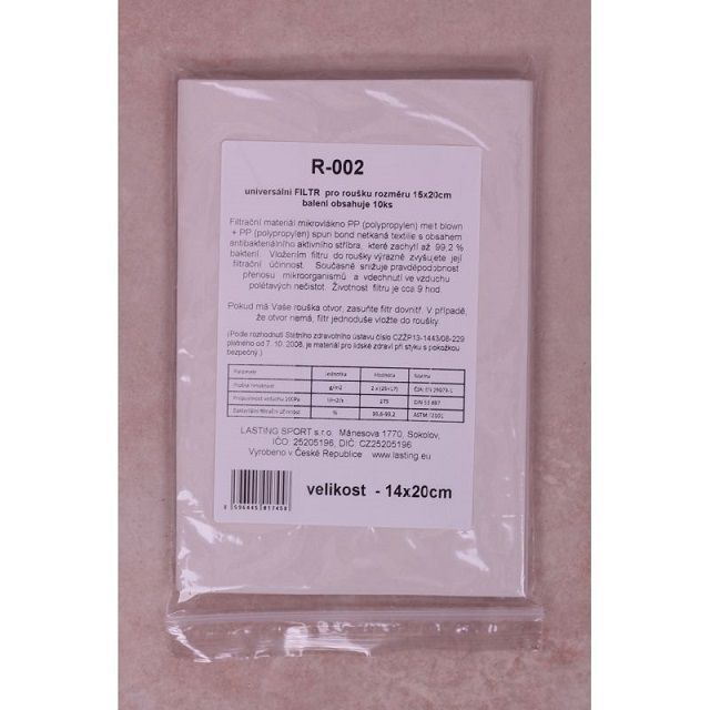 Obrázek k výrobku 2792 - Lasting vyměnitelné filtry R-002 do roušky, balení 10 ks, velikost UNI