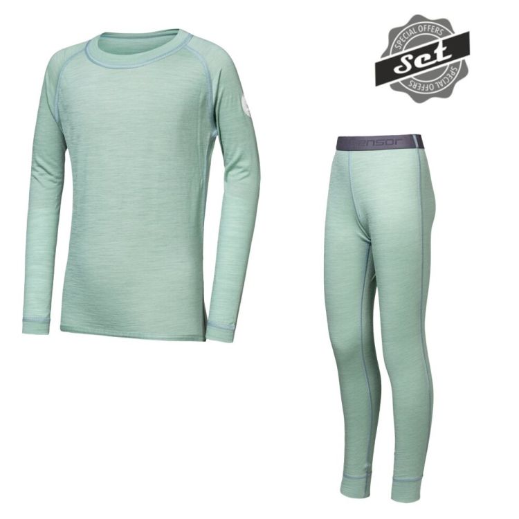 Obrázek k výrobku 7077 - SENSOR MERINO AIR set dětský triko dl.rukáv+spodky basil green