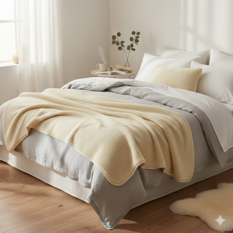 Obrázek k výrobku 1690 - Vlněná přikrývka 135x200 cm přírodní