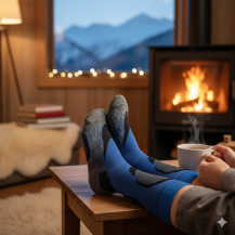 Obrázek k výrobku 7468 - Lasting dětské merino lyžařské ponožky SJB modré