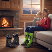 Obrázek k výrobku 7457 - Lasting dětské merino lyžařské ponožky SJB neon zelené