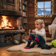 Obrázek k výrobku 7435 - Lasting dětské merino lyžařské ponožky SJW černorůžové