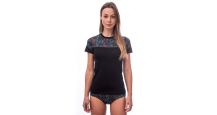 Obrázek k výrobku 5383 - SENSOR MERINO IMPRESS dámské triko kr. rukáv černá/stripes