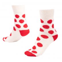 Obrázek k výrobku 3590 - Vlněné ponožky z Valašska Tečka červená